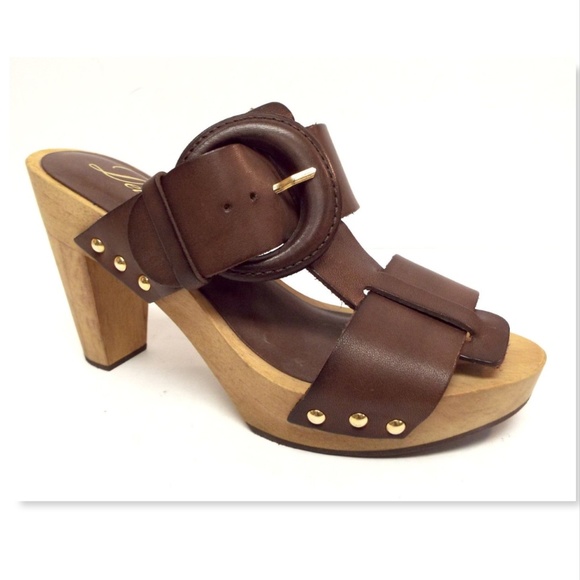 Delman Shoes - Unworn DELMAN Brown Leather Slide Buckle Sandals 6